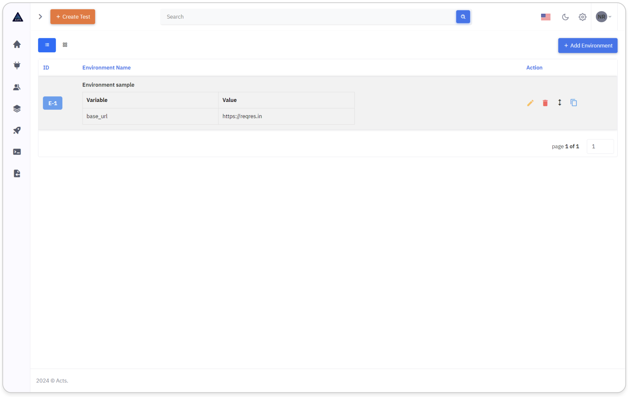 Environment List View