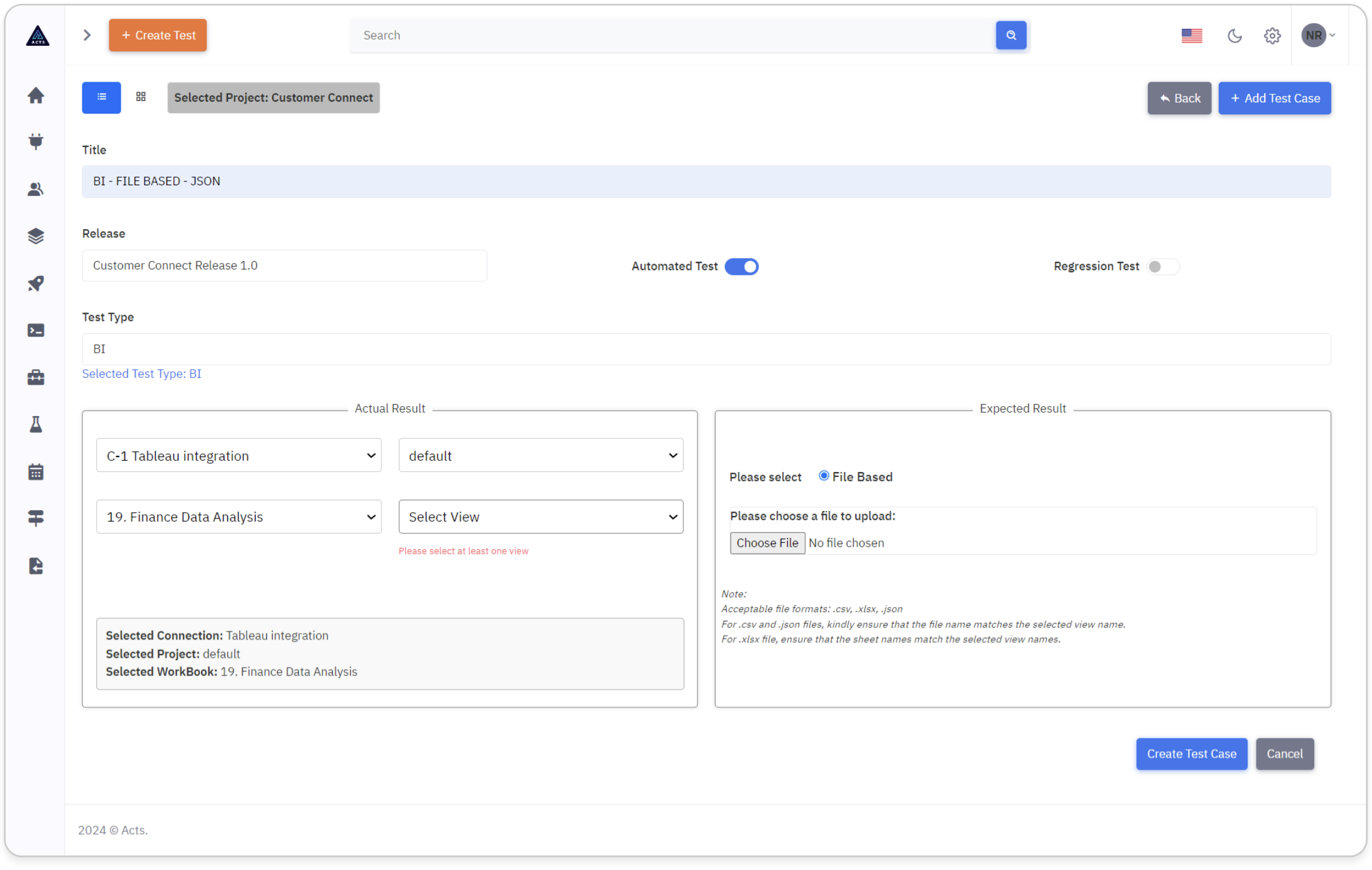 Select BI Workbook View