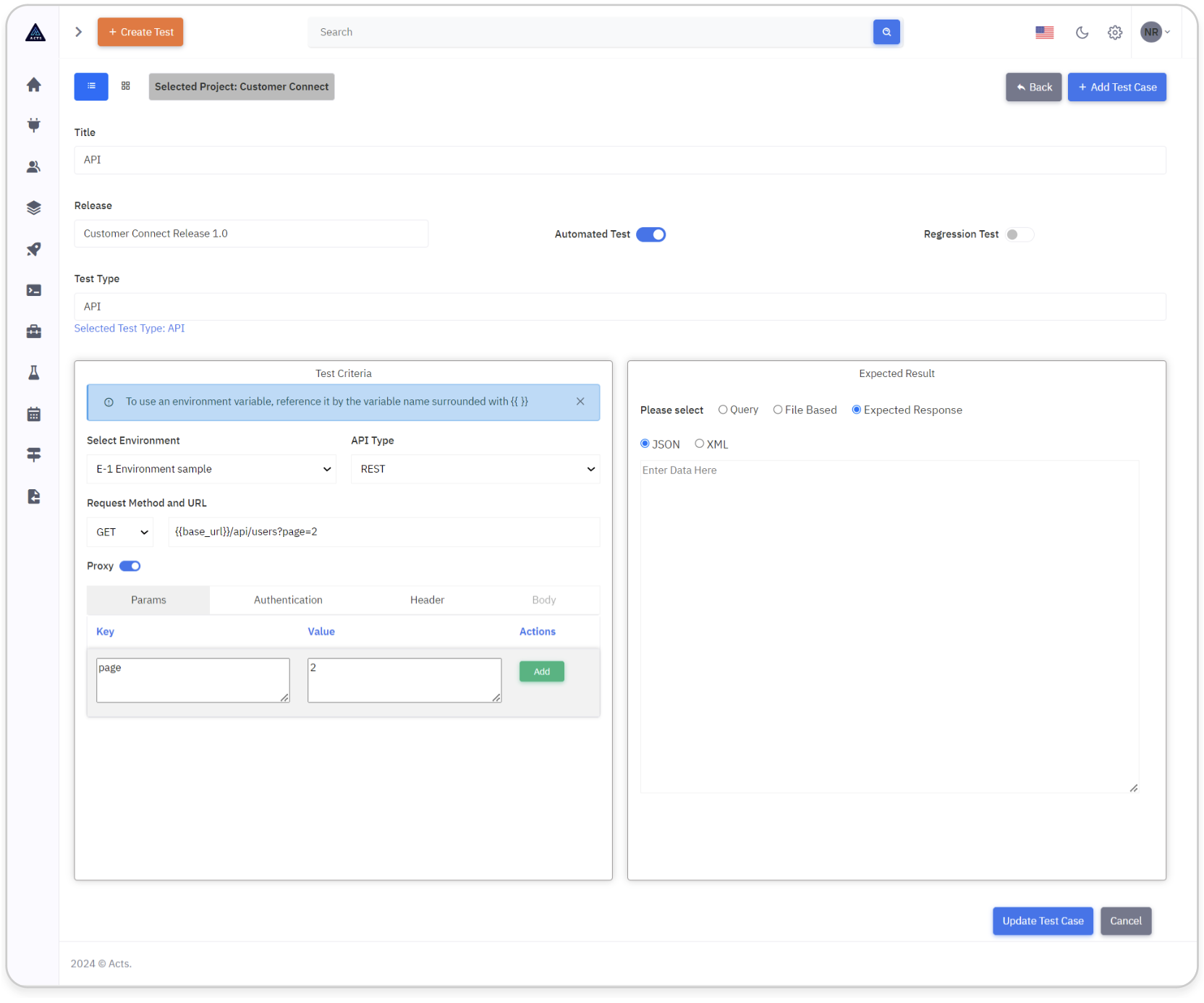 Update API Testcase